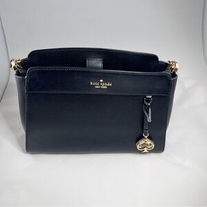 Kate Spade black small satchel shoulder strap, Gold Details